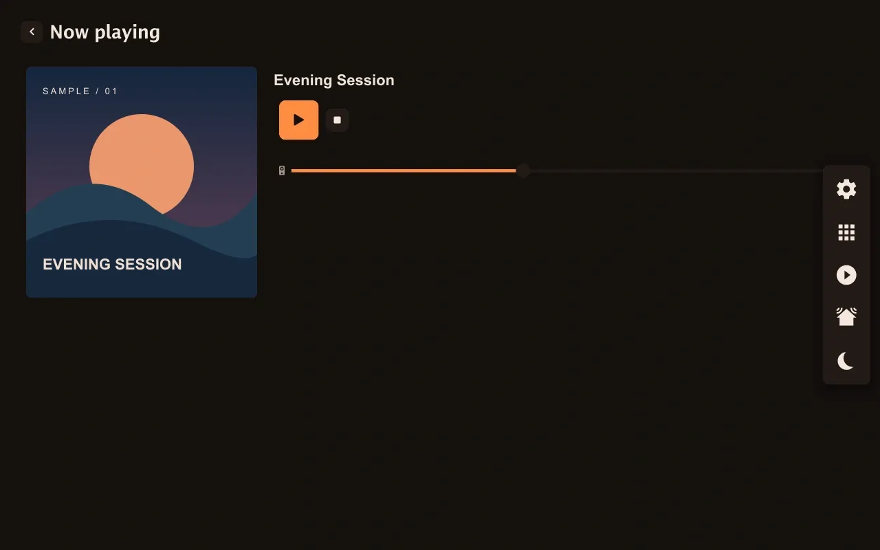 Media player: Demonstration artwork and track title.