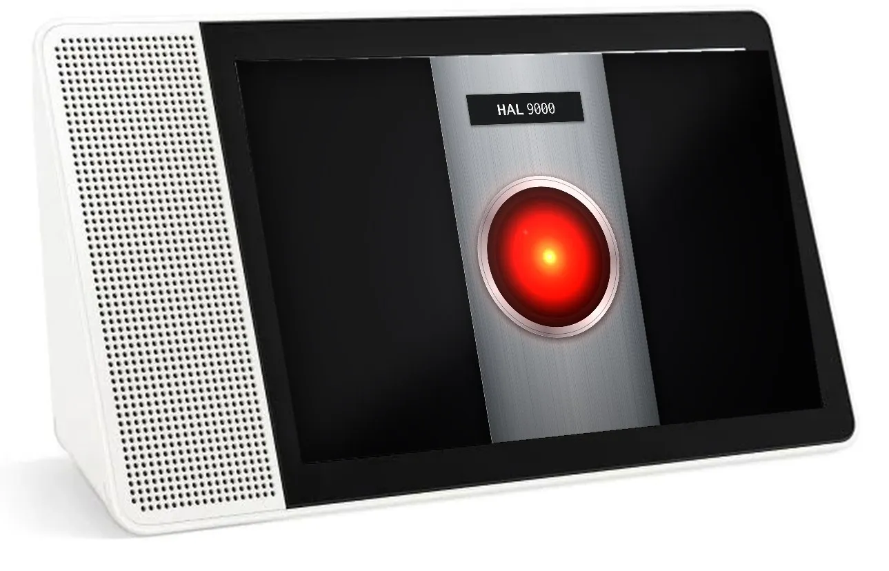 A Smart Display 10 showing the HAL 9000 visual