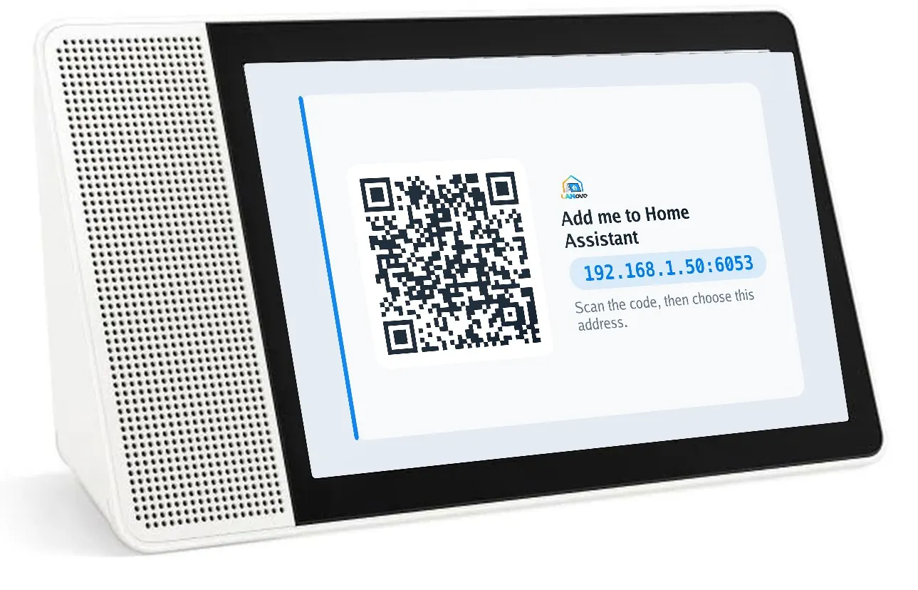A Smart Display 10 showing a code to add it to Home Assistant