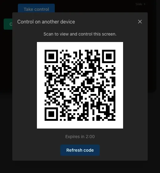 QR pairing: Pair a second browser. The pictured code has been invalidated.