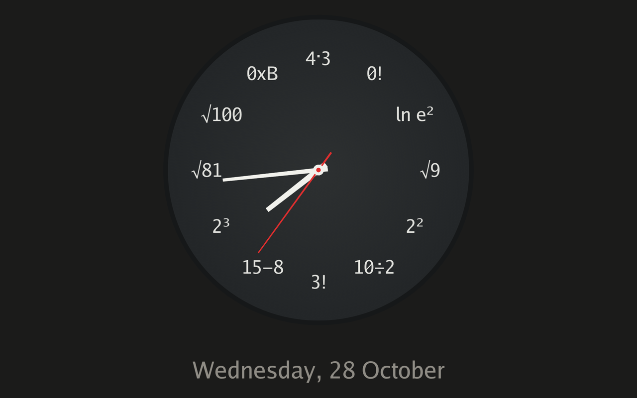 Math clock face on the native dashboard
