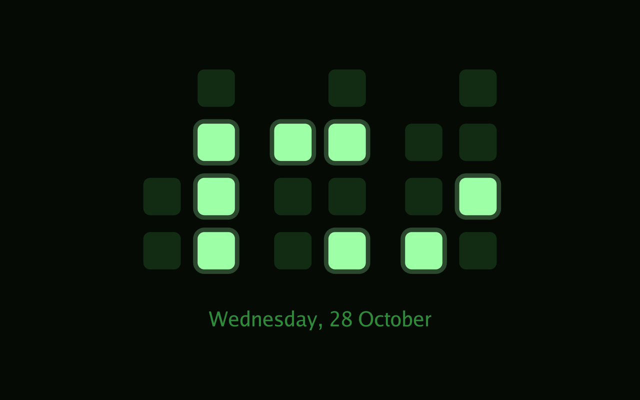 Binary clock face on the native dashboard