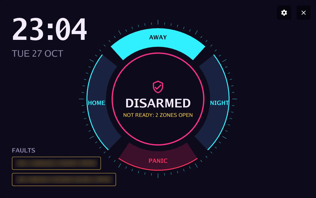 Home alarm in the Dial design with rehearsal data
