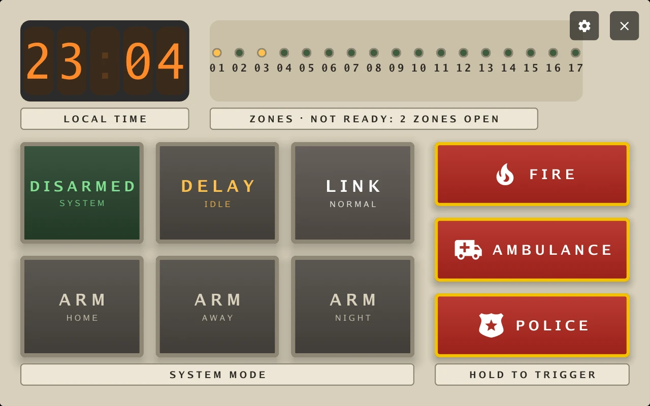 Home alarm in the Hardware design with rehearsal data