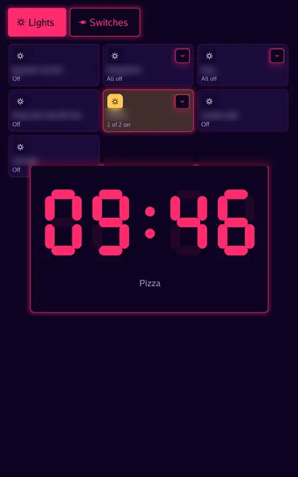 A timer as a bar, a banner, a corner badge, a dial, the clock face and full screen, 5 of 6